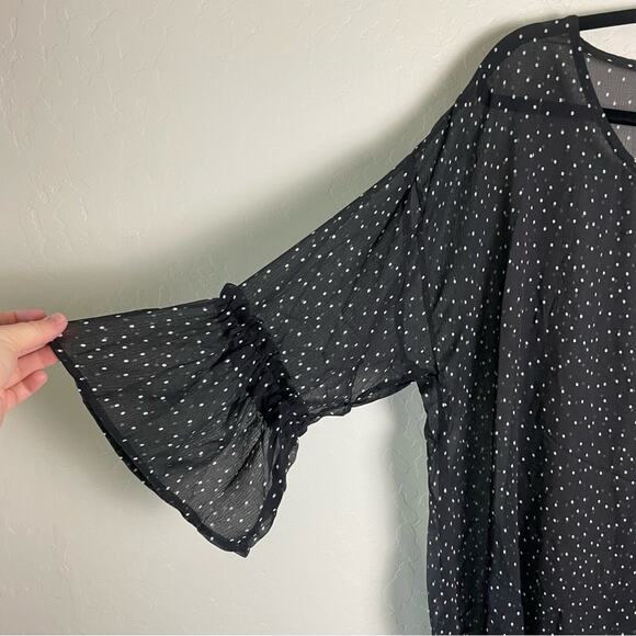 Torrid Black Polka Dot Chiffon Blouse Top Long Sleeve 2X NWT 10927419 - Picture 4 of 13